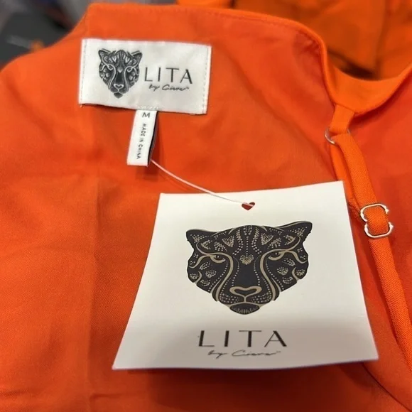 LITA by Ciara Tie Front Jumpsuit Cherry Tomato - Picture 4 of 6